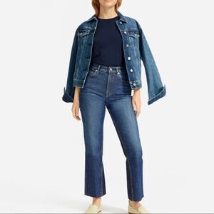 Everlane The Cheeky Bootcut Jean Raw Hem High Rise Classic Blue Wash 26 Regular